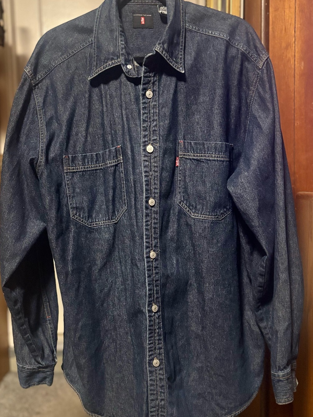 Levi's Dark Blue Denim Shirt Jacket with Chest Pockets